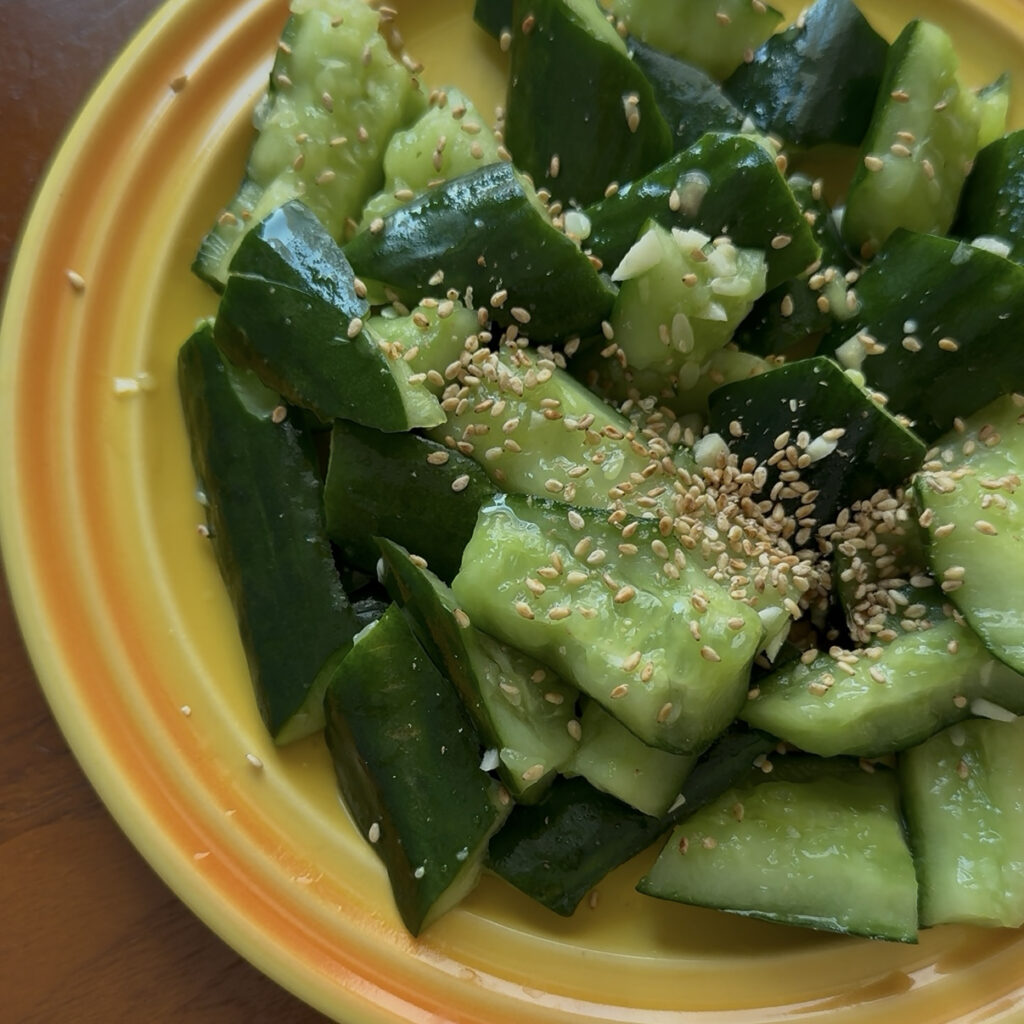 Smashed Cucumber Salad Finished Korean smashed cucumber salad