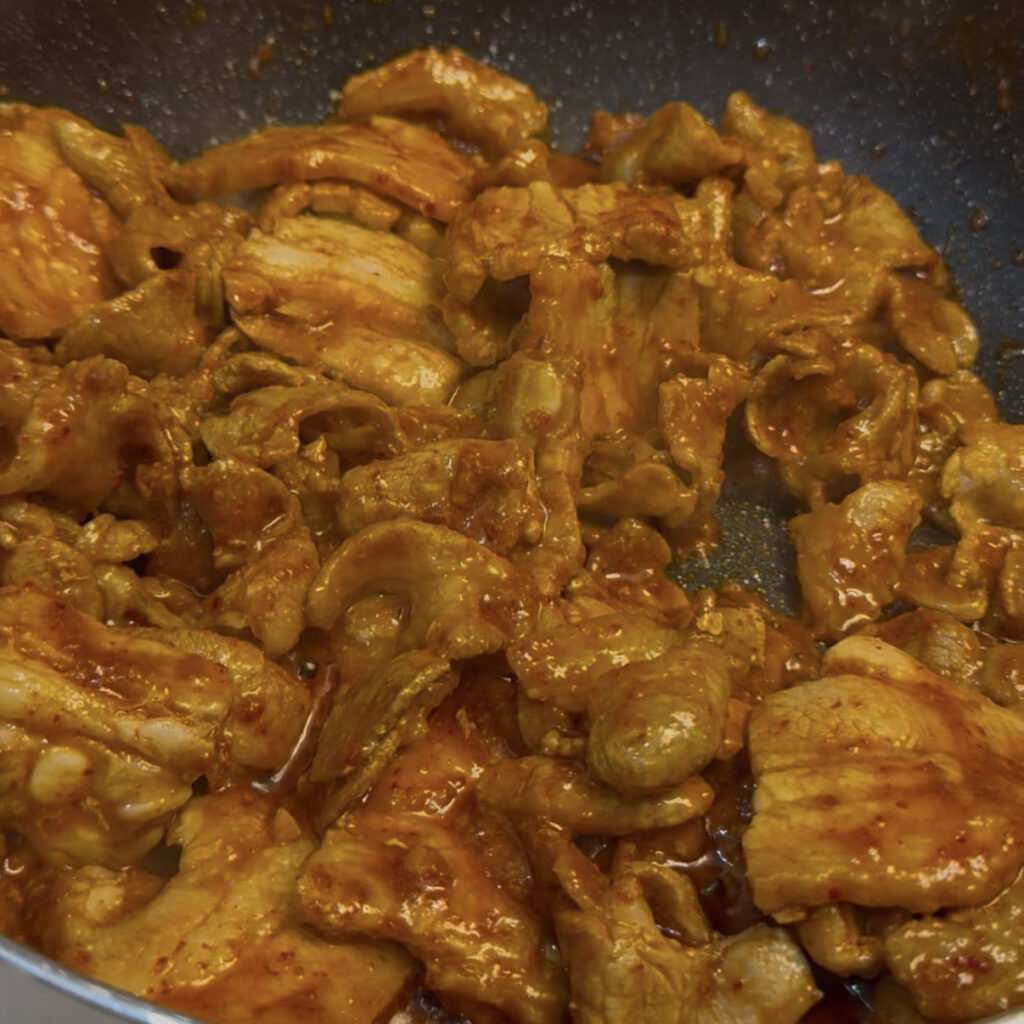 Building flavor for Korean spicy pork