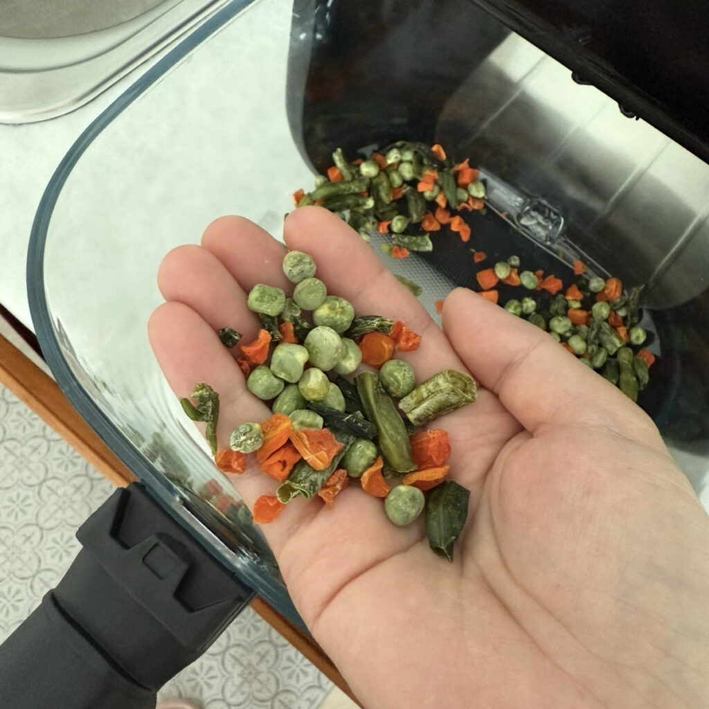 Mixed vegetables drying in the air fryer