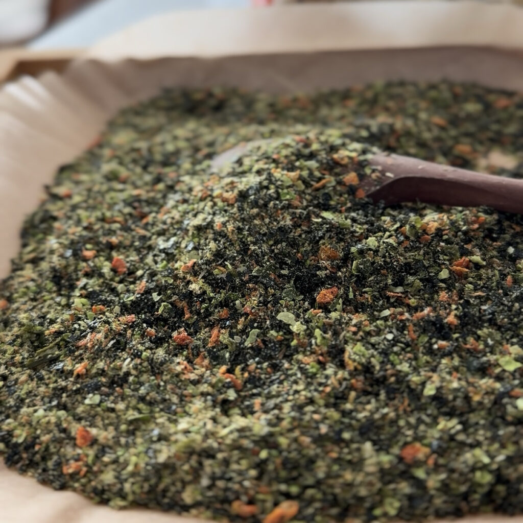 Korean veggie furikake made with frozen vegetables