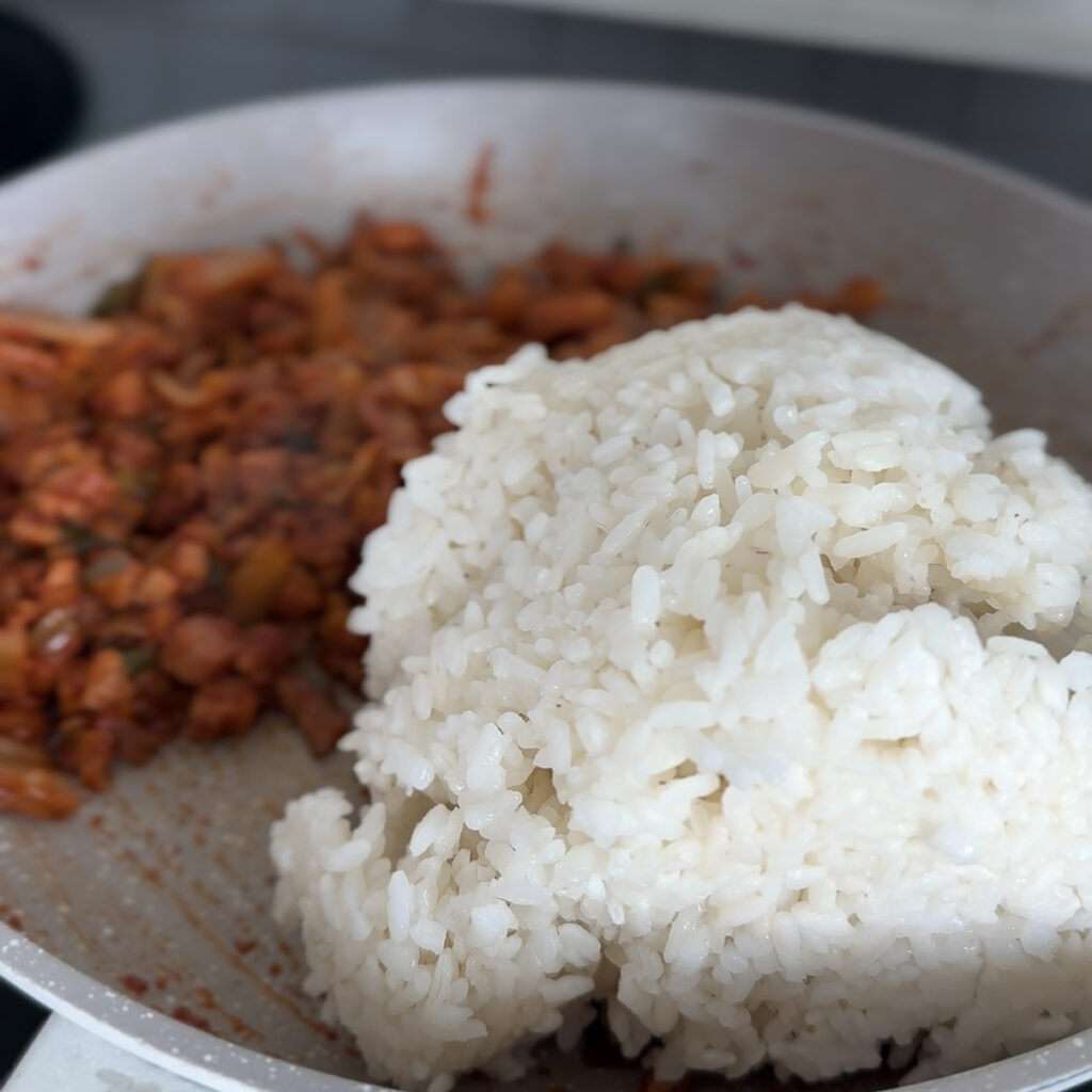 Cooked rice added
