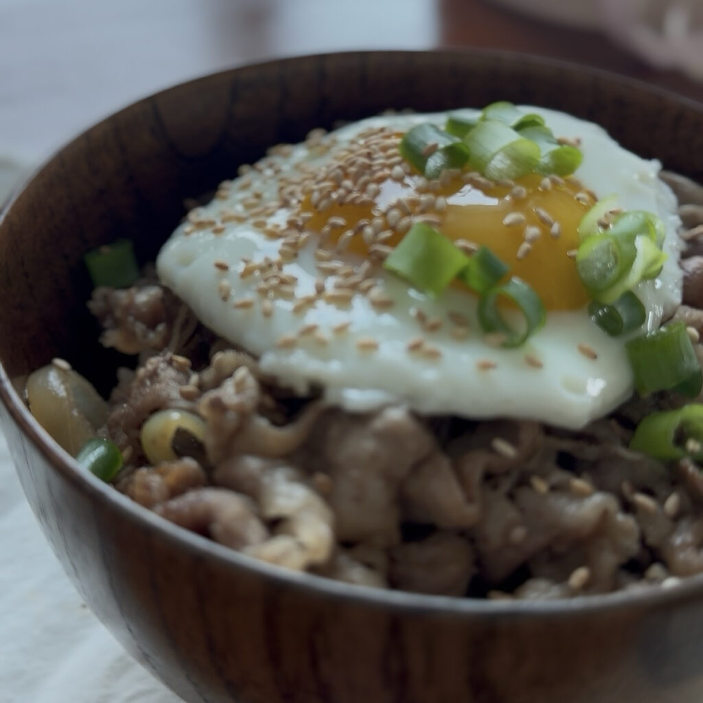 Easy homemade woosamgyeop rice bowl served with a fried egg